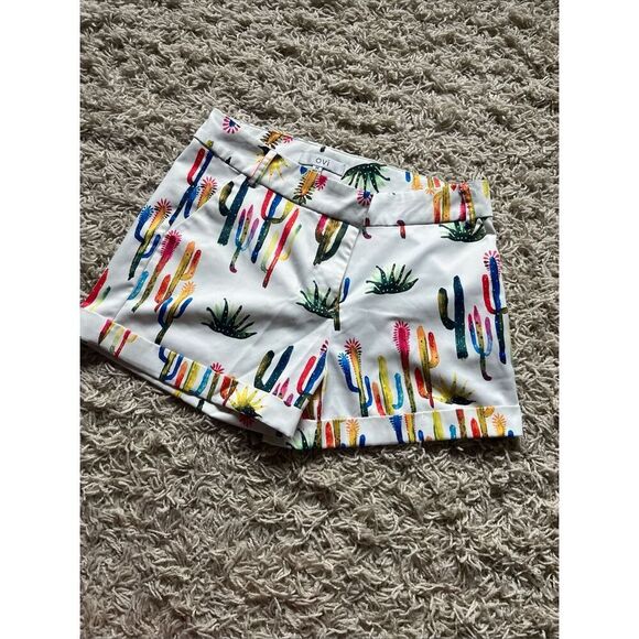 Ovi Multicolor Cactus Print High Waist Shorts M - Picture 11 of 13